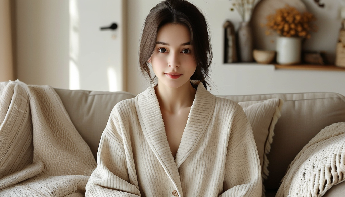Woman in cozy loungewear styled for a video call